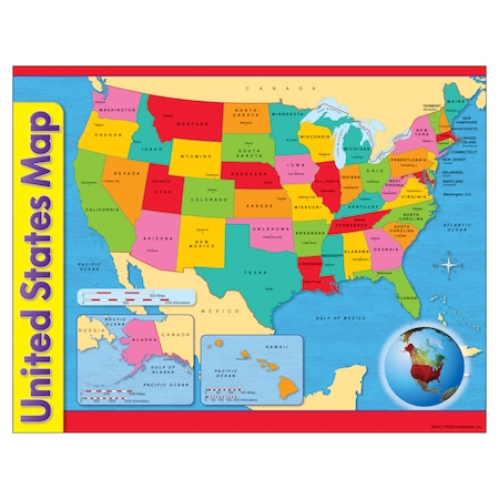 Trend Enterprises United States Map Learning Chart, 17" x 22" T38097